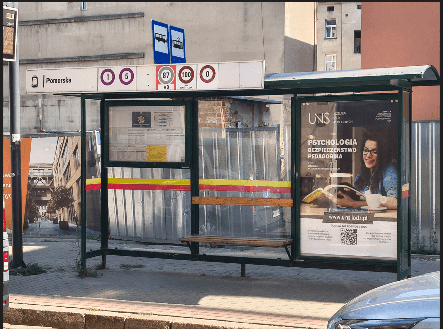  Citylight - wiata przystankowa, Łódź Kilińskiego - Pomorska