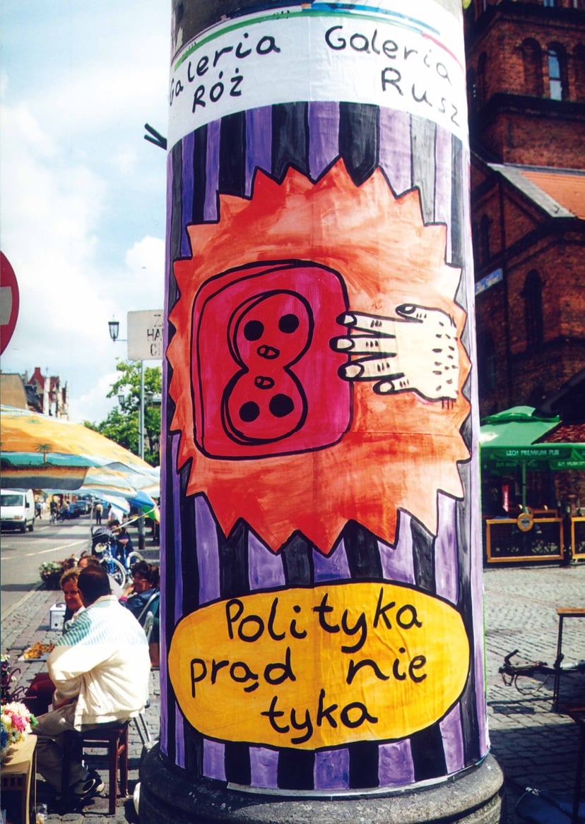 Prąd, 2003, słup ogłoszeniowy, Toruń, (RG)